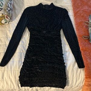 Runaway black cheetah velvet dress